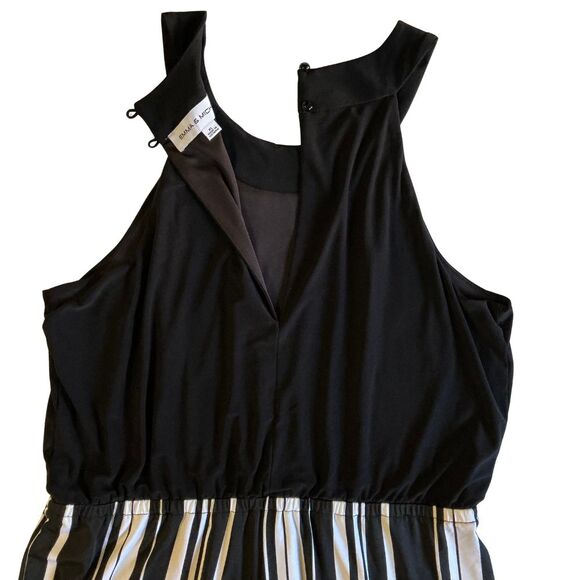 Halter Top Jumpsuit XL Christmas Outfit Wide Leg Romper  Black and White Stripes - Picture 5 of 10